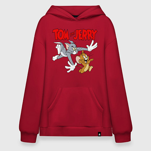 Худи оверсайз Том и Джерри - погоня / Красный – фото 1