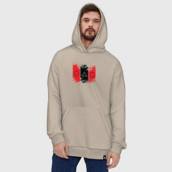 Толстовка-худи оверсайз Squid game logos, цвет: миндальный — фото 2