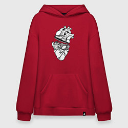 Толстовка-худи оверсайз Сердце фастфуда, цвет: красный