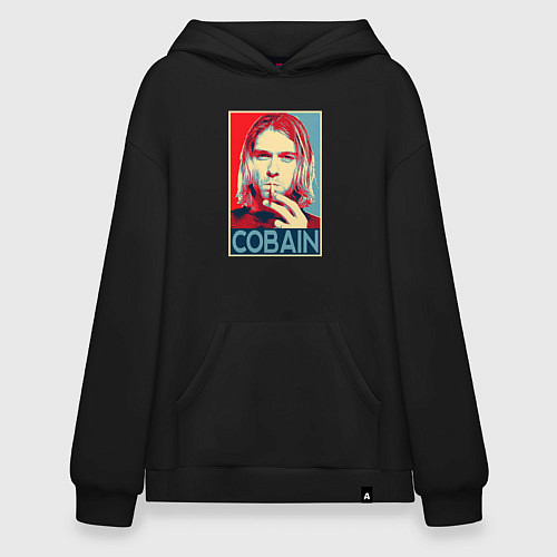 Худи оверсайз Кобейн нирвана рок / Черный – фото 1