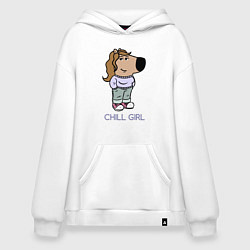 Толстовка-худи оверсайз Чилл девушка, цвет: белый