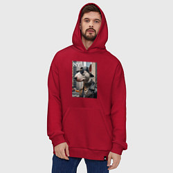 Толстовка-худи оверсайз Чувак бультерьер житель Нью-Йорка, цвет: красный — фото 2