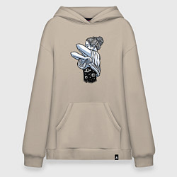Толстовка-худи оверсайз Космическая красотка, цвет: миндальный