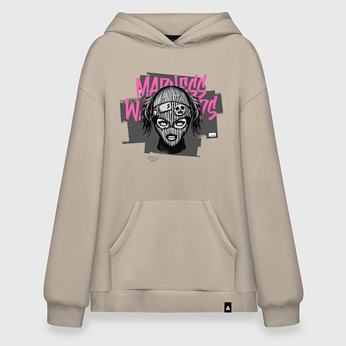 Худи оверсайз The girl in the mask with patches / Миндальный – фото 1
