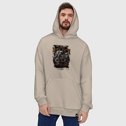 Толстовка-худи оверсайз Мотоцикл кастом, цвет: миндальный — фото 2