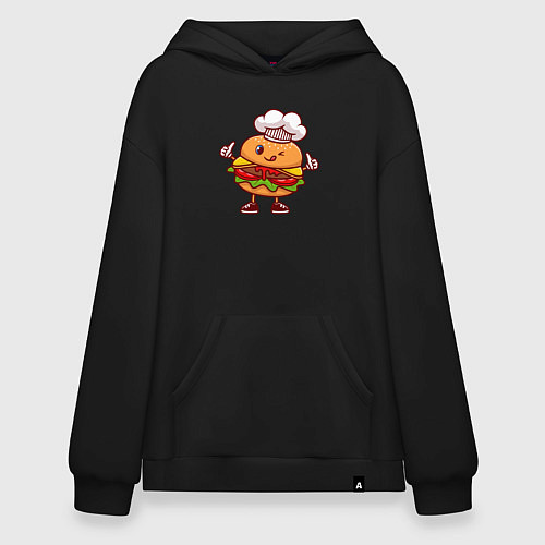 Худи оверсайз Повар бургер / Черный – фото 1