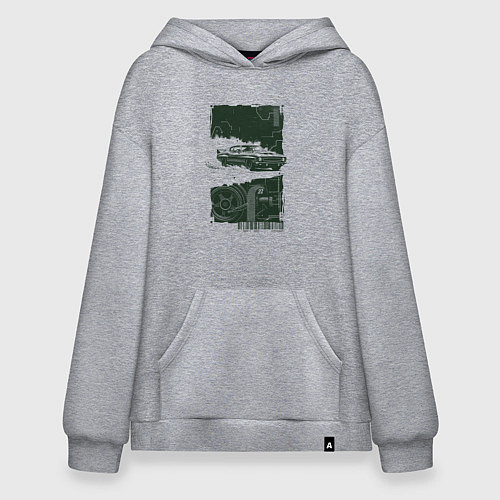 Худи оверсайз Спорткар в гранж стиле / Меланж – фото 1