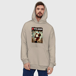 Толстовка-худи оверсайз Мик Джагер - Роллинг Стоунз, цвет: миндальный — фото 2