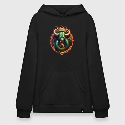 Худи оверсайз Телец в тени змеи / Черный – фото 1