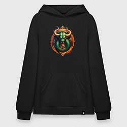 Толстовка-худи оверсайз Телец в тени змеи, цвет: черный