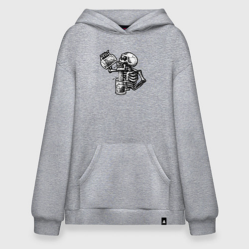 Худи оверсайз Пивной скелетик / Меланж – фото 1
