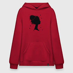 Толстовка-худи оверсайз Flower girl, цвет: красный