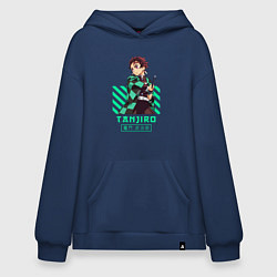 Толстовка-худи оверсайз Клинок рассекающий демонов Tanjiro, цвет: тёмно-синий