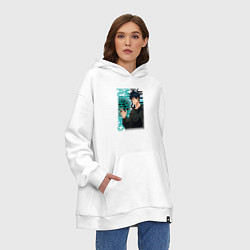 Толстовка-худи оверсайз Мегуми фусигуро заклинатель, цвет: белый — фото 2
