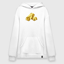 Толстовка-худи оверсайз Два слитка золота, цвет: белый