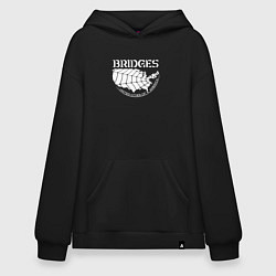 Толстовка-худи оверсайз Bridges logo, цвет: черный