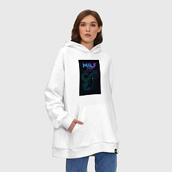 Толстовка-худи оверсайз Mastering Infinite Loop Functions - milf meme, цвет: белый — фото 2