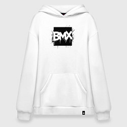 Толстовка-худи оверсайз Динамичный логотип BMX, цвет: белый