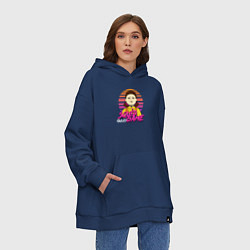 Толстовка-худи оверсайз Girl squid game, цвет: тёмно-синий — фото 2