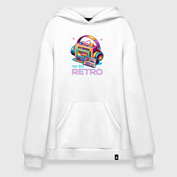 Толстовка-худи оверсайз Кассетный плеер, цвет: белый