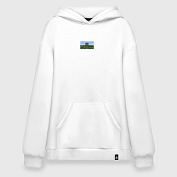 Толстовка-худи оверсайз Да ты че мем майнкрафт, цвет: белый