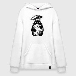 Толстовка-худи оверсайз Тоторо Мэй Сацуки котобус, цвет: белый