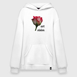 Толстовка-худи оверсайз Art vision роза в стиле low poly, цвет: белый
