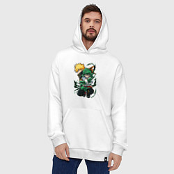 Толстовка-худи оверсайз Моя геройская академия Изуку Мидория, цвет: белый — фото 2