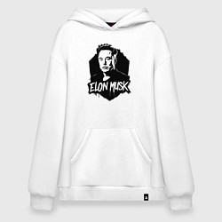 Толстовка-худи оверсайз Орнамент Илона Маска, цвет: белый
