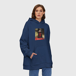 Толстовка-худи оверсайз Грузинская женщина, цвет: тёмно-синий — фото 2