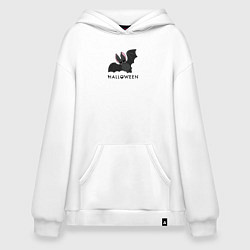 Толстовка-худи оверсайз Halloween летучая мышь, цвет: белый