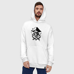 Толстовка-худи оверсайз Пиратский череп с мечами, цвет: белый — фото 2