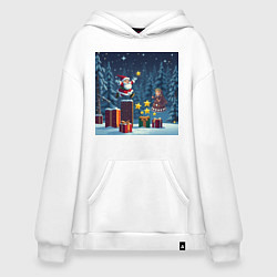 Толстовка-худи оверсайз Дед Морозио и Принцесса Снегурочка: вперёд за звёз, цвет: белый