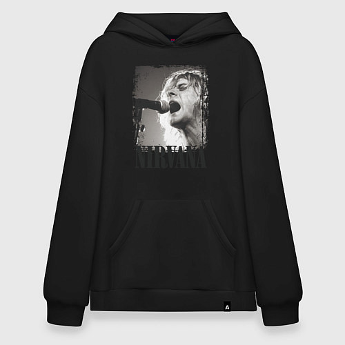 Худи оверсайз Кобейн поет / Черный – фото 1