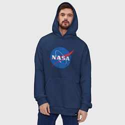 Толстовка-худи оверсайз NASA: Logo, цвет: тёмно-синий — фото 2