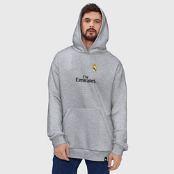 Толстовка-худи оверсайз Real Madrid: Fly Emirates, цвет: меланж — фото 2
