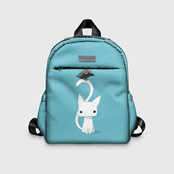 Детский рюкзак Белый котик и воробушек, цвет: 3D-принт