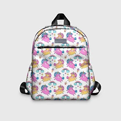 Детский рюкзак Цветные Единорожки Паттерн, цвет: 3D-принт