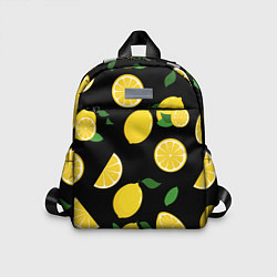 Детский рюкзак Лимоны на чёрном, цвет: 3D-принт
