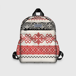 Детский рюкзак Славянский узор красно-черный, цвет: 3D-принт
