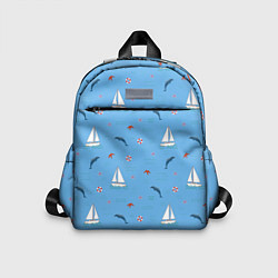 Детский рюкзак Море, дельфины, парусник, цвет: 3D-принт