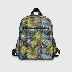 Детский рюкзак Черно оливковый цветочный, цвет: 3D-принт