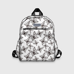 Детский рюкзак Ажурные черный бабочки на белом фоне, цвет: 3D-принт