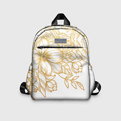 Детский рюкзак Золотые цветы на белом, цвет: 3D-принт