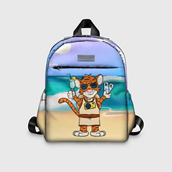 Детский рюкзак Тигр в отпуске на новый год на море, цвет: 3D-принт