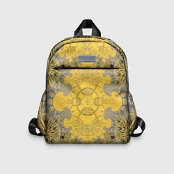 Детский рюкзак Коллекция Фрактальная мозаика Желтый на черном 573, цвет: 3D-принт