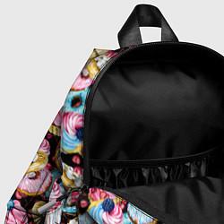 Детский рюкзак Узор из сладостей на черном фоне, цвет: 3D-принт — фото 2