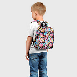 Детский рюкзак Узор из сладостей на черном фоне, цвет: 3D-принт — фото 2