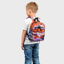 Детский рюкзак Тигр на фоне новогоднего домика, цвет: 3D-принт — фото 2