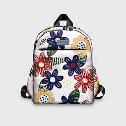 Детский рюкзак Разноцветные цветы в мультяшном стиле, цвет: 3D-принт